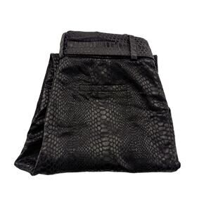 JOA Woven Snakeskin Embossed Belted Pants Black SZ L NWT